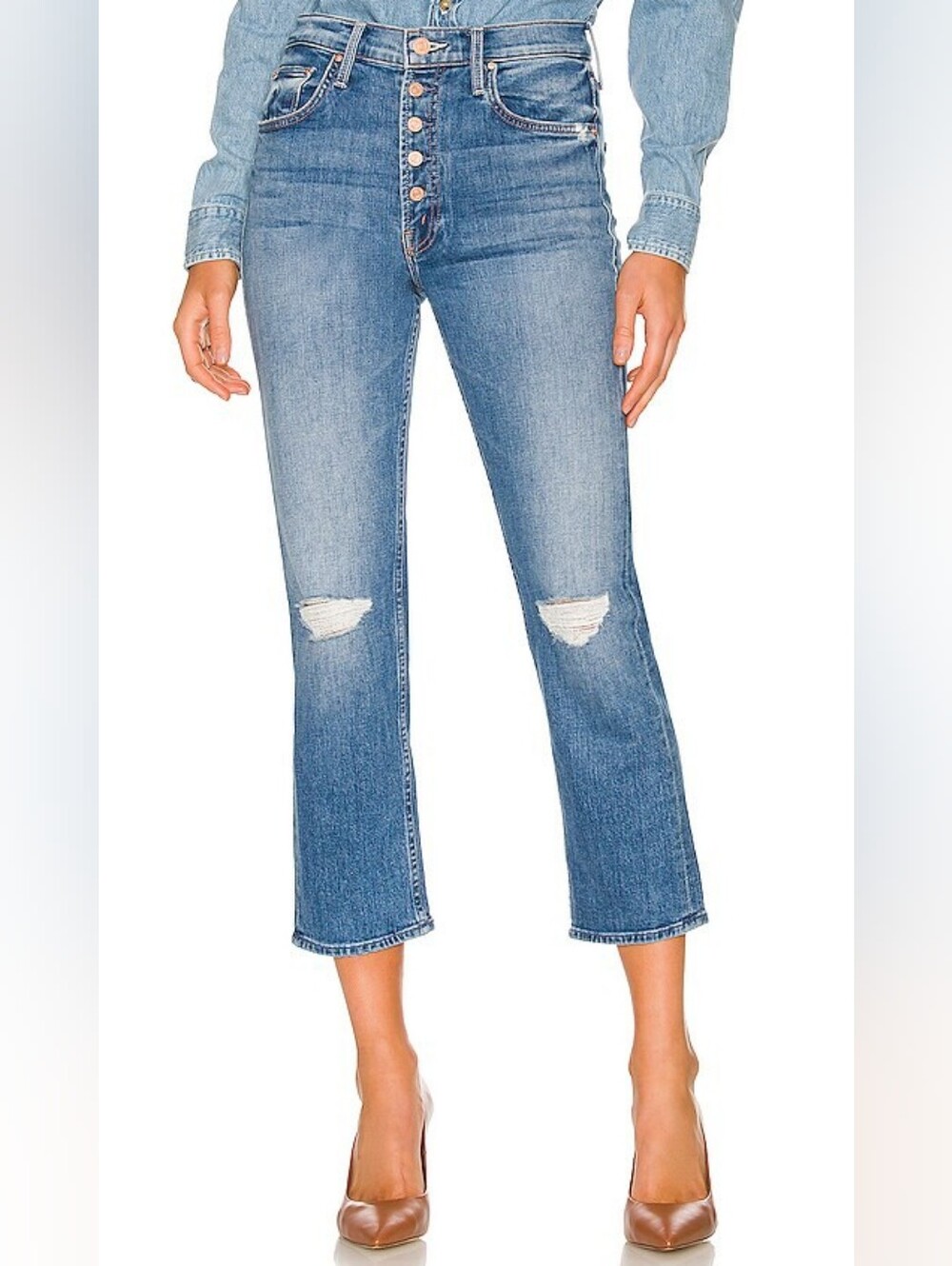 MOTHER The Pixie Tomcat Crop Jean in Not Cut & Pasted Size 27